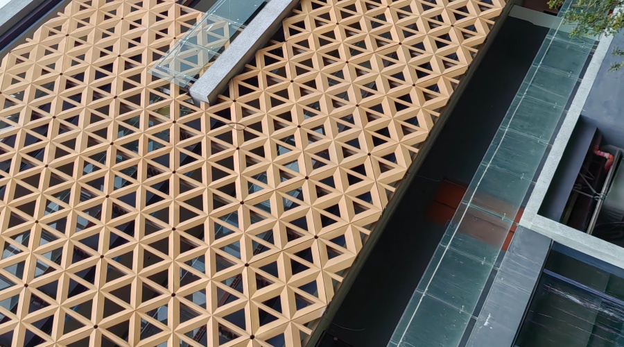 惠州茶園UHPC鏤空幕墻板完工落地效果 惠州茶園UHPC鏤空幕墻板完工落地效果